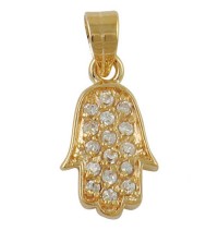 Gold Filled Zirconium Hamsa Pendant